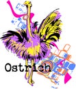 Ostrich. Vector illustration. Royalty Free Stock Photo